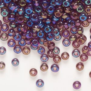 Seed bead, Preciosa Ornela Czech glass, pkg/50g, #6 rocaille, translucent rainbow amethyst, (21060).