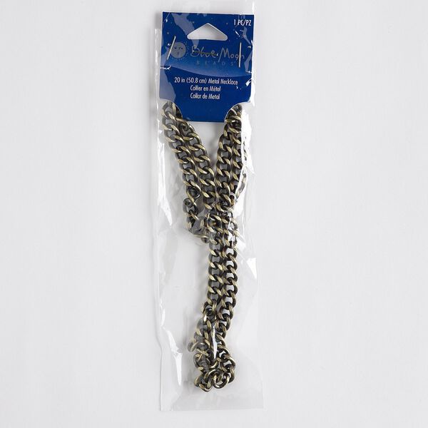 Necklace, antique brass-finished steel and "pewter" (zinc-based alloy), 8mm twisted curb, 20 inches with lobster claw clasp. Sold individually. image number 0