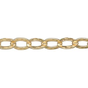 Chain 1pkg1 14Kt gold-filled cable, 7.5mm hammered, 5 foot unfinished