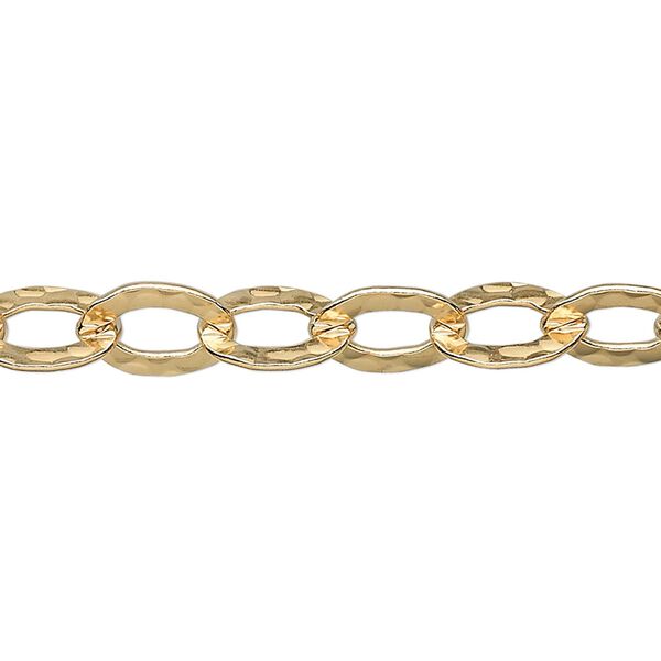 Chain 1pkg1 14Kt gold-filled cable, 7.5mm hammered, 5 foot unfinished image number 0