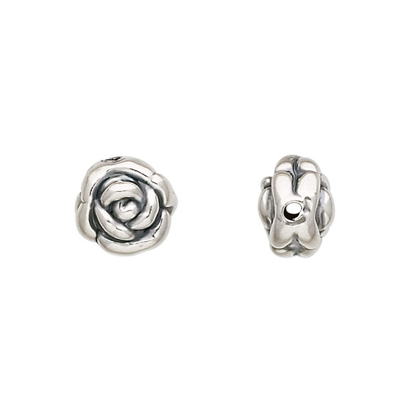 Bead, JBB Findings, antiqued sterling silver, electroformed, 10x7mm rose. Sold individually. image number 0