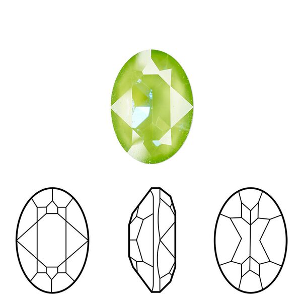 Fancy stone 1pk crystal ultra green AB, Crystal Passions® 18x13mm oval 4120 image number 0