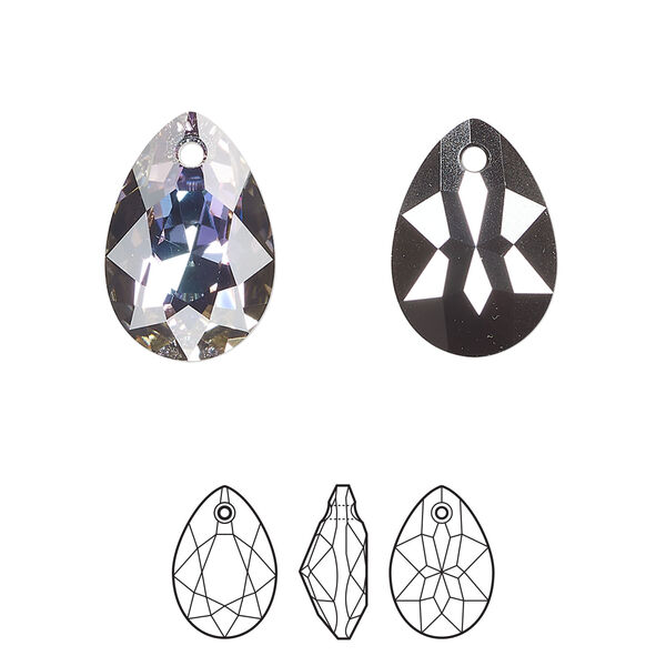 Drop 2pk crystal vitrail light P, Crystal Passions® 16x11mm pendant pear cut 6433 image number 0
