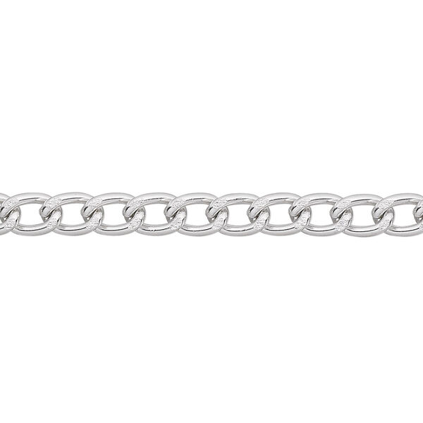 Chain, anodized aluminum, silver, 4mm curb. Sold per pkg of 5 feet. image number 0