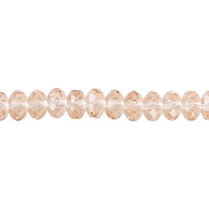 Bead, Czech fire-polished glass, light rose, 7x5mm faceted rondelle. Sold per pkg of 600 (1/2 mass).