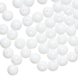 Bead, Czech glass druk 1pkg60, opaque white, 6mm round.