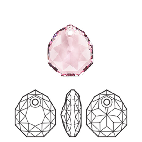 Drop 1pk light rose, Crystal Passions® 16x13.5mm pendant majestic 6436 image number 0