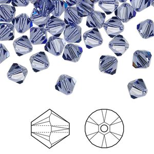 Bead 360pk tanzanite, Swarovski® 6mm XILION bicone 5328