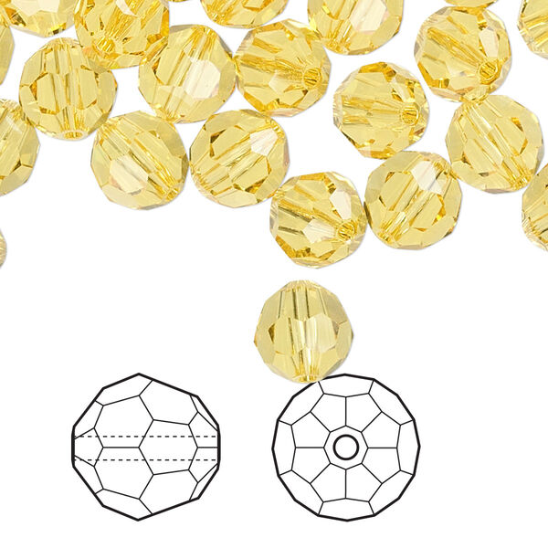 Bead 144pk light topaz, Crystal Passions® 8mm round 5000 image number 0