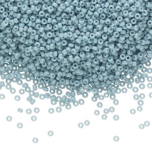 Seed bead, Miyuki, glass, pkg/35g, #15 rocaille, Duracoat® opaque outside dyed moody blue, (RR-4479).