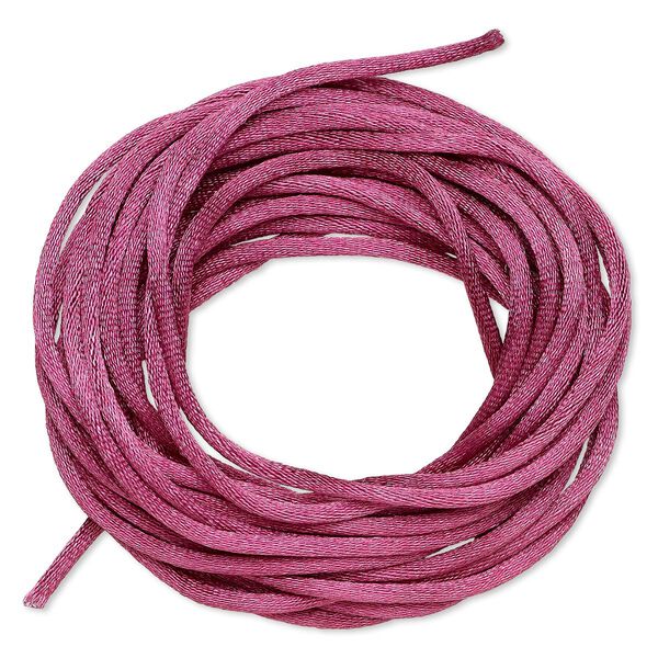 Cord, Satinique™, satin, dark rose, 2mm regular. Sold per pkg of 10 feet. image number 0