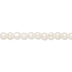 Pearl 1pkg1 cultured freshwater, 4-6mm semi-round, 15.5-16 inch bleached white