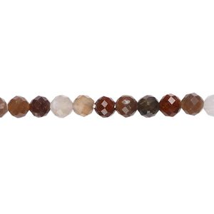 Petrified wood 1pkg1, faceted round bead natural 15.5-16 inch 4mm