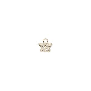 Charm, 14Kt gold-filled, 7x5mm single-sided butterfly. Sold per pkg of 2.
