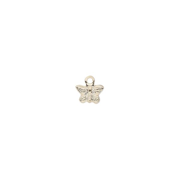Charm, 14Kt gold-filled, 7x5mm single-sided butterfly. Sold per pkg of 2. image number 0