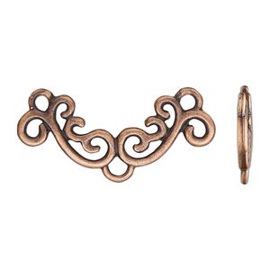 Focal, antique copper-finished "pewter" (zinc-based alloy), 33x15.5mm double-sided with closed loop. Sold per pkg of 10.