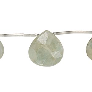Aquamarine / golden beryl 1pkg6, hand-cut top-drilled faceted puffed teardrop bead 16x15mm-19x18mm