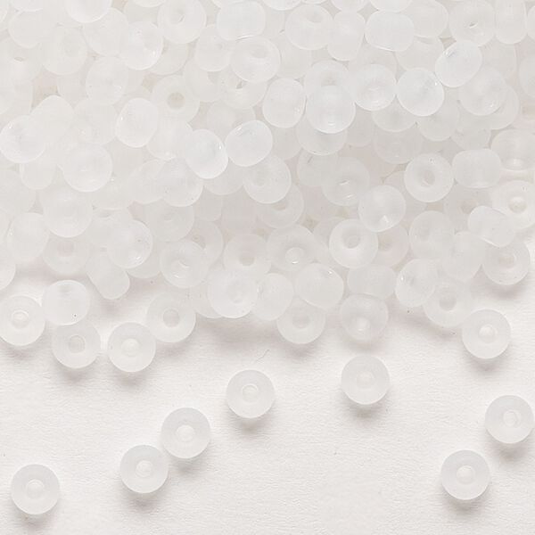 Seed bead, Preciosa Ornela Czech glass, pkg/50g, #6 rocaille, translucent matte clear, (00050). image number 0