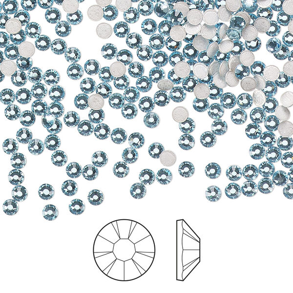 Flat back 1440pk aquamarine foil back, Preciosa MAXIMA Czech crystal hotfix rhinestone 2.3-2.5mm chaton rose round SS8 image number 0