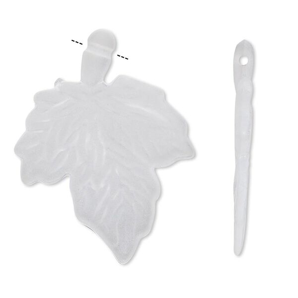 Focal, acrylic, frosted clear, 33x26mm side-drilled leaf. Sold per pkg of 50. image number 0