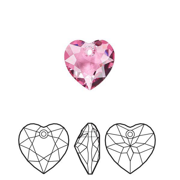 Drop 2pk rose, Crystal Passions® 10.5mm pendant heart cut 6432 image number 0