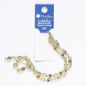 Necklace component, acrylic / gold-finished "pewter" (zinc-based alloy) / steel, orange / clear / grey, 5mm wide, 14 inches. Sold individually.