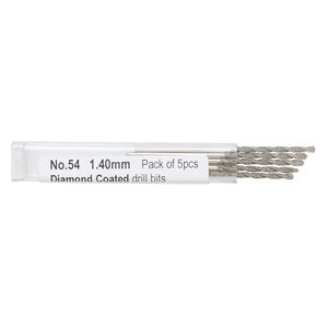 Drill bit, diamond-coated high speed steel, 2 inches with 1.7mm twisted bit and 1.4mm shank. Sold per pkg of 5.