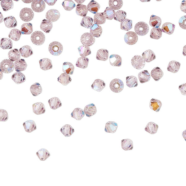 Bead 48pk light amethyst glitter, Preciosa Czech crystal 3mm bicone image number 0