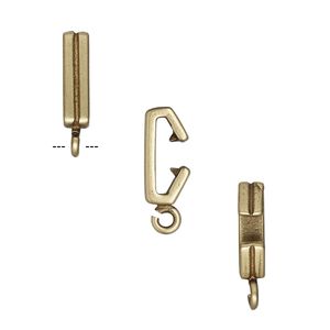 Component, JBB Findings, antiqued brass, 11x3mm rectangle with line design and open loop, 8x1.5mm inside diameter. Sold per pkg of 2.