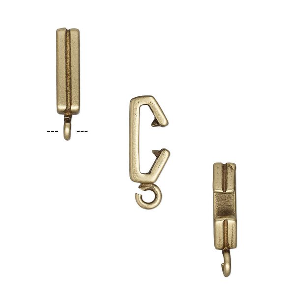 Component, JBB Findings, antiqued brass, 11x3mm rectangle with line design and open loop, 8x1.5mm inside diameter. Sold per pkg of 2. image number 0