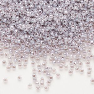 Seed bead, Dyna-Mites™, glass, pkg/1/2kg, #11 round, opaque ceylon pastel grey/lilac, (341 11/0 RR).