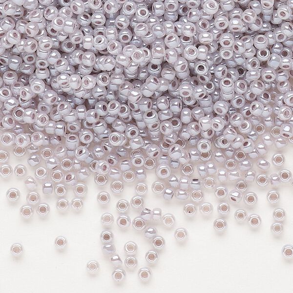 Seed bead, Dyna-Mites™, glass, pkg/1/2kg, #11 round, opaque ceylon pastel grey/lilac, (341 11/0 RR). image number 0