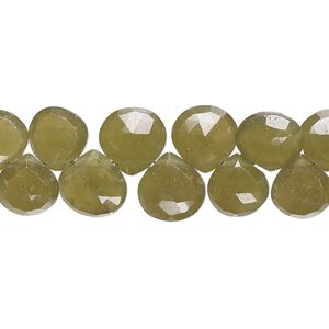 Vesuvianite 1pkg1, hand-cut top-drilled faceted puffed teardrop bead natural 8 inch graduated 6-9mm