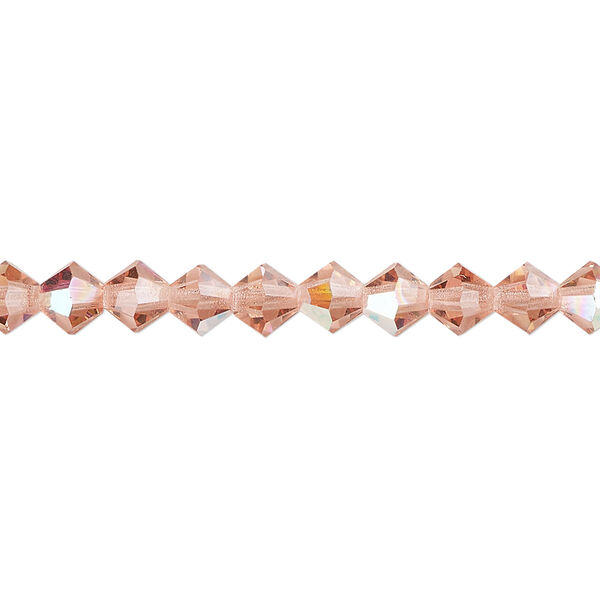 Bead 24pk rose peach AB, Preciosa Czech crystal 5mm bicone image number 0
