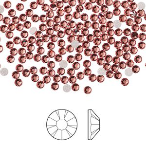 Flat back 1440pk rose peach foil back, Preciosa MAXIMA Czech crystal hotfix rhinestone 2.3-2.5mm chaton rose round SS8