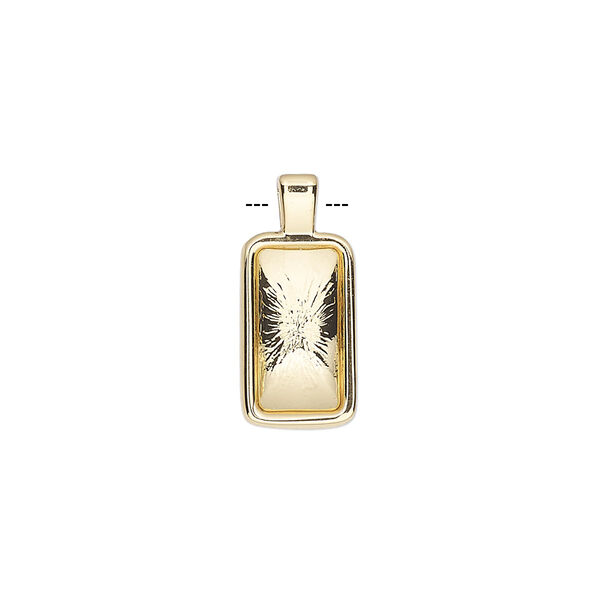 Drop, Almost Instant Jewelry®, gold-finished "pewter" (zinc-based alloy), 19x8.5mm with 12x6mm non-calibrated rectangle setting. Sold individually. image number 0