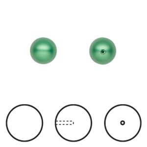 Pearl 1pkg4 eden green, Crystal Passions® 8mm half-drilled round 5818