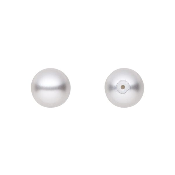 Pearl 4pk light grey, Preciosa Czech crystal 10mm half-drilled round image number 0