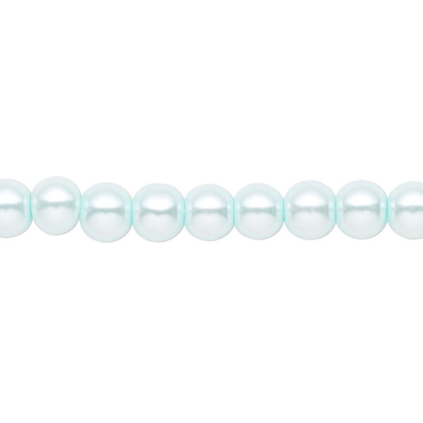 Bead, crystal pearl, light blue, 6mm round. Sold per pkg of (2) 15-1/2" to 16" strands, approximately 130 beads. image number 0