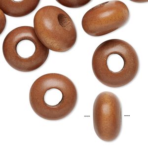 Bead, Dione®, Taiwanese cheesewood (dyed / waxed), light brown, 13x8mm-15x10mm rondelle. Sold per pkg of 12.