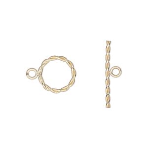 Clasp toggle 1pkg1 12Kt gold-filled, 11mm fancy round, 1-strand