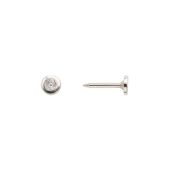 Tie tac, imitation nickel-plated brass, 5mm flat round pad. Sold per pkg of 10. image number 0