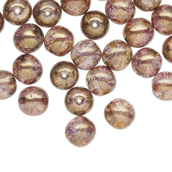 Czech glass 1pkg50, round druk bead copper luster 8mm image number 0