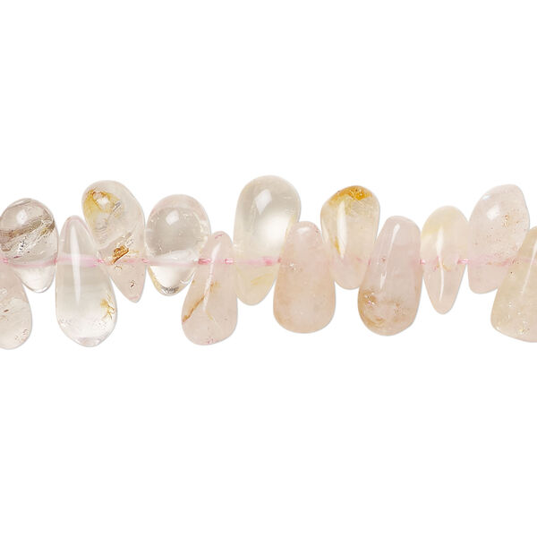 Rose quartz 1pkg1, hand-cut teardrop bead, 13 inch 7x4mm-14x6mm image number 0