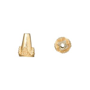 Bead, "vermeil," 12x8mm cone with closed end. Sold per pkg of 10.