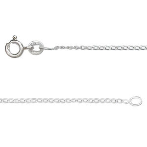 Chain 1pkg1 sterling silver curb, 1.3mm long / mixed clasp, Gossamer™ 16 inch