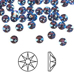Flat back 1440pk tanzanite shimmer foil back, Swarovski® 4.6-4.8mm rose round SS20 2088