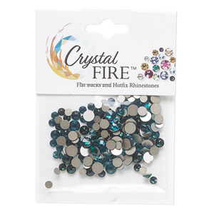 Flat back mix 1pkg144 emerald and blue zircon, Crystal FIRE&reg;, 3-4.80mm round SS12 / SS16 / SS20