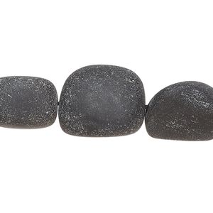Black obsidian 1pkg5, matte rough nugget bead natural medium