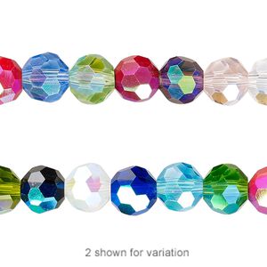Bead 1pk 32 facets opaque to transparent AB mixed colors, Celestial Crystal® 8mm round 15.5-16 inch